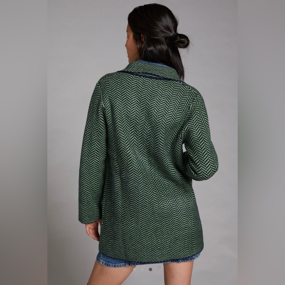Anthropologie John + Jenn Herringbone Longline Blazer - Picture 7 of 8